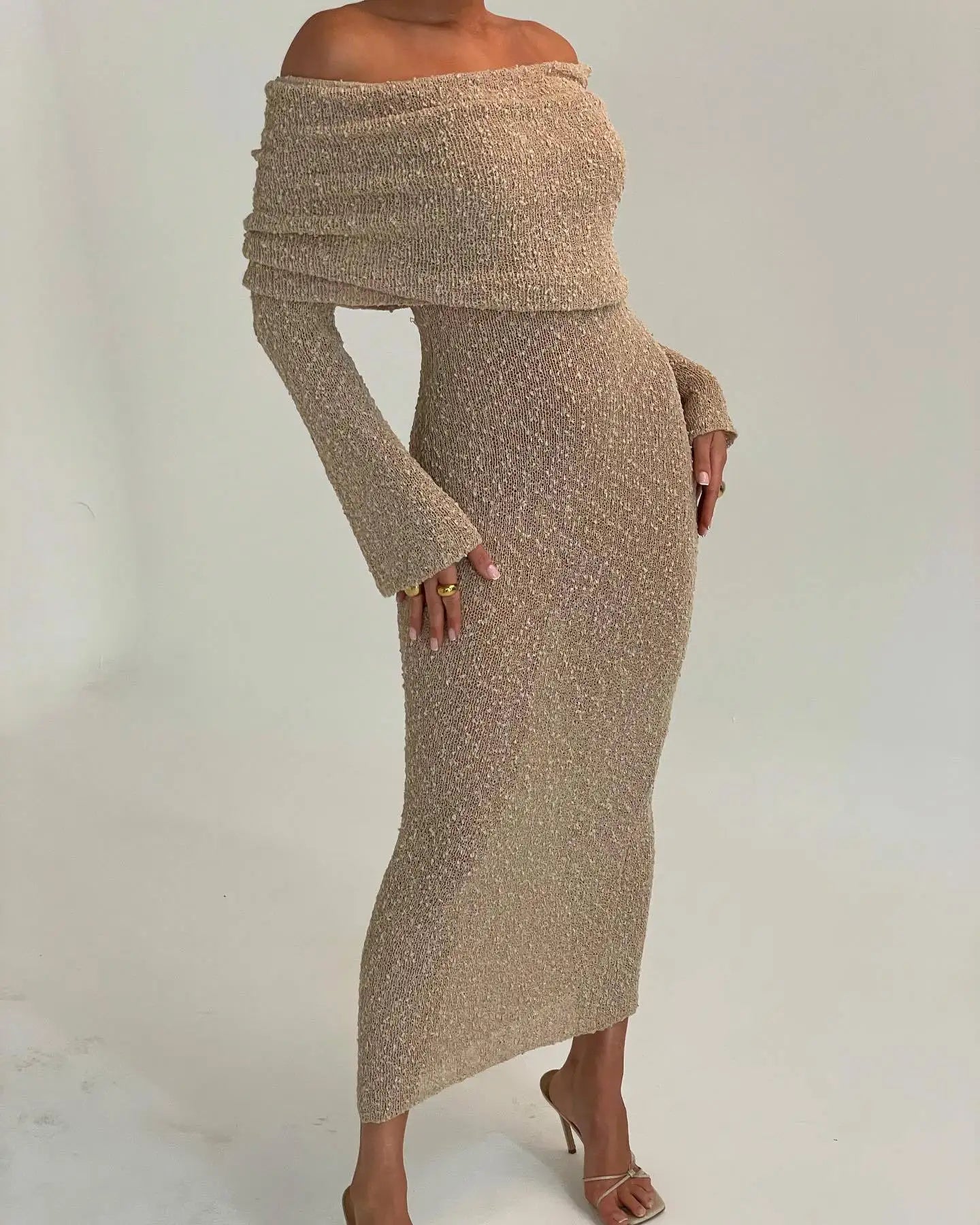 Female Cover up Loose Long Sleeve Holiday Beach Party Dress Women Knitwear Dress Midi Dress Milanni Fashion   