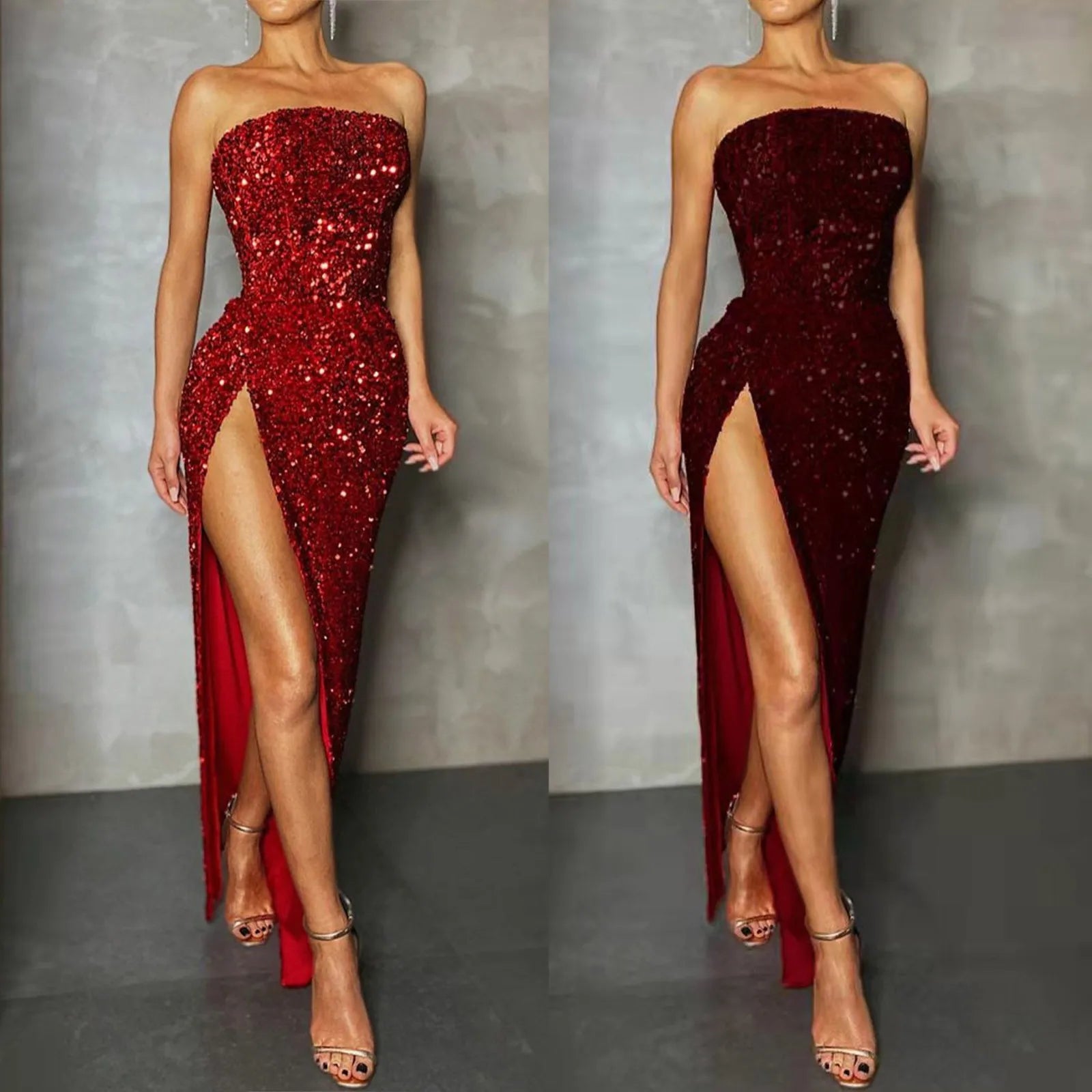 Women Sparkling Sequin Backless Sexy Formal Cocktail Evening Party Dress Maxi Dress Milanni Fashion   