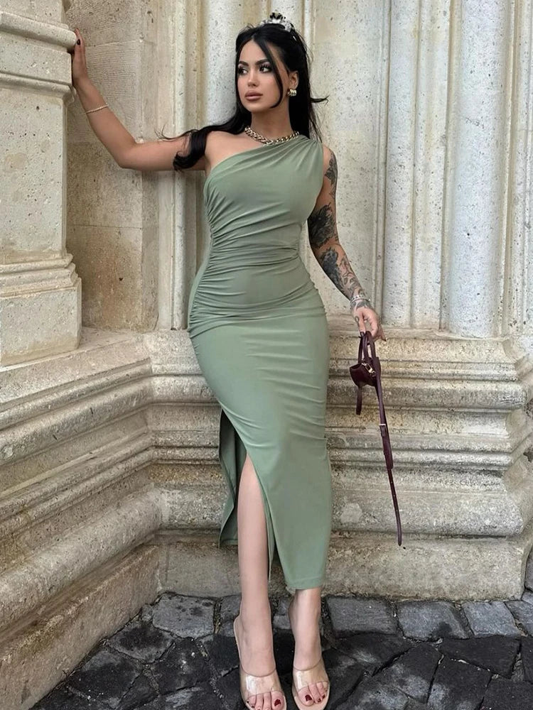 Women Fashion Sexy Split Sleeveless Backless Slim Maxi Dress Maxi Dress Milanni Fashion   