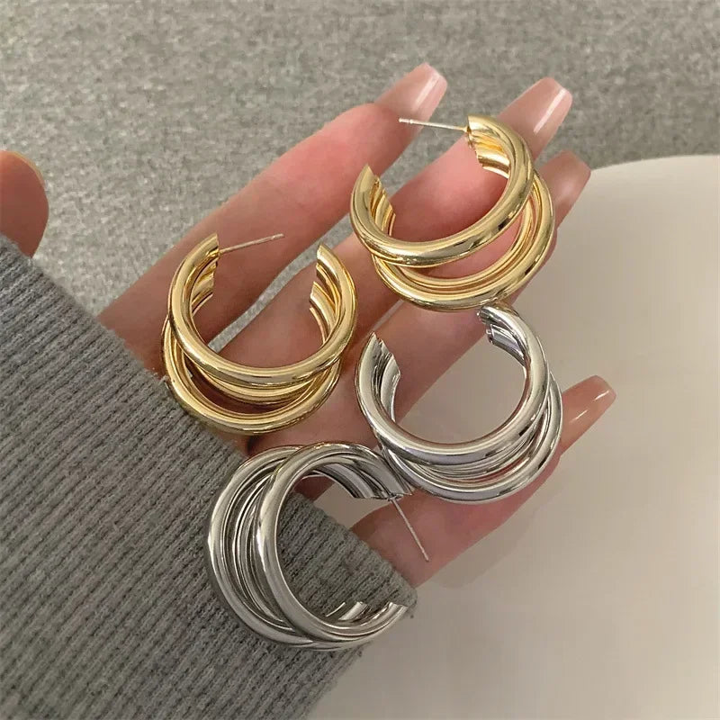 Vintage Stainless Steel Hoop Earrings Fashionable Geometric Round Circle Design for Women Milanni Fashion