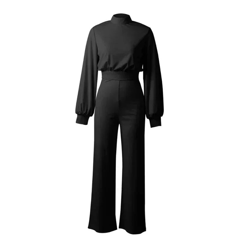 Elegance Turtleneck Bodysuit High Waist Long Sleeve Overall Female Jumpsuit Chic and Stylish for Any Occasion Milanni Fashion Black L