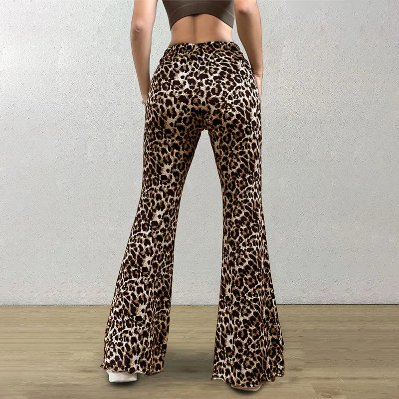 High Waist Leopard Print Flare Leggings Pants Women Fashion Sexy Bodycon Trousers Slim Club Wear Milanni Fashion