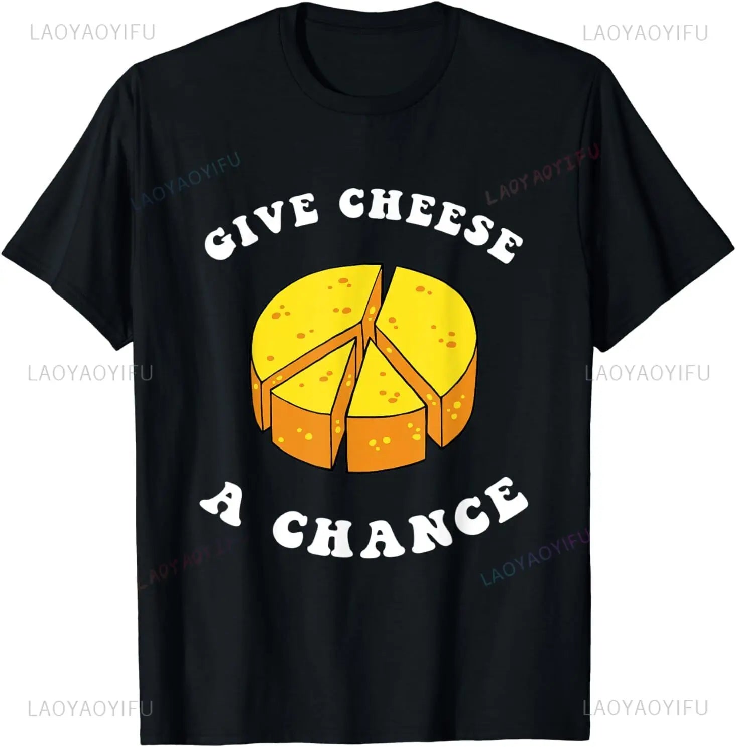 Give Cheese A Chance Funny Graphic T-Shirt Casual Fashion Harajuku Summer Style Y2K Loose Tee Milanni Fashion Black XS