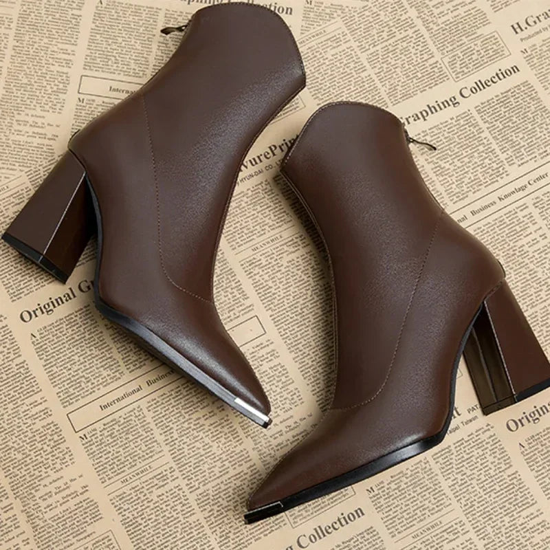 Angela | Women's-Spring-Ankle Boots with spitzer Kappe and Heel