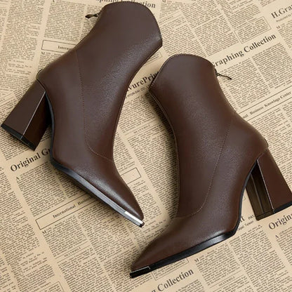 Angela | Women's-Spring-Ankle Boots with spitzer Kappe and Heel