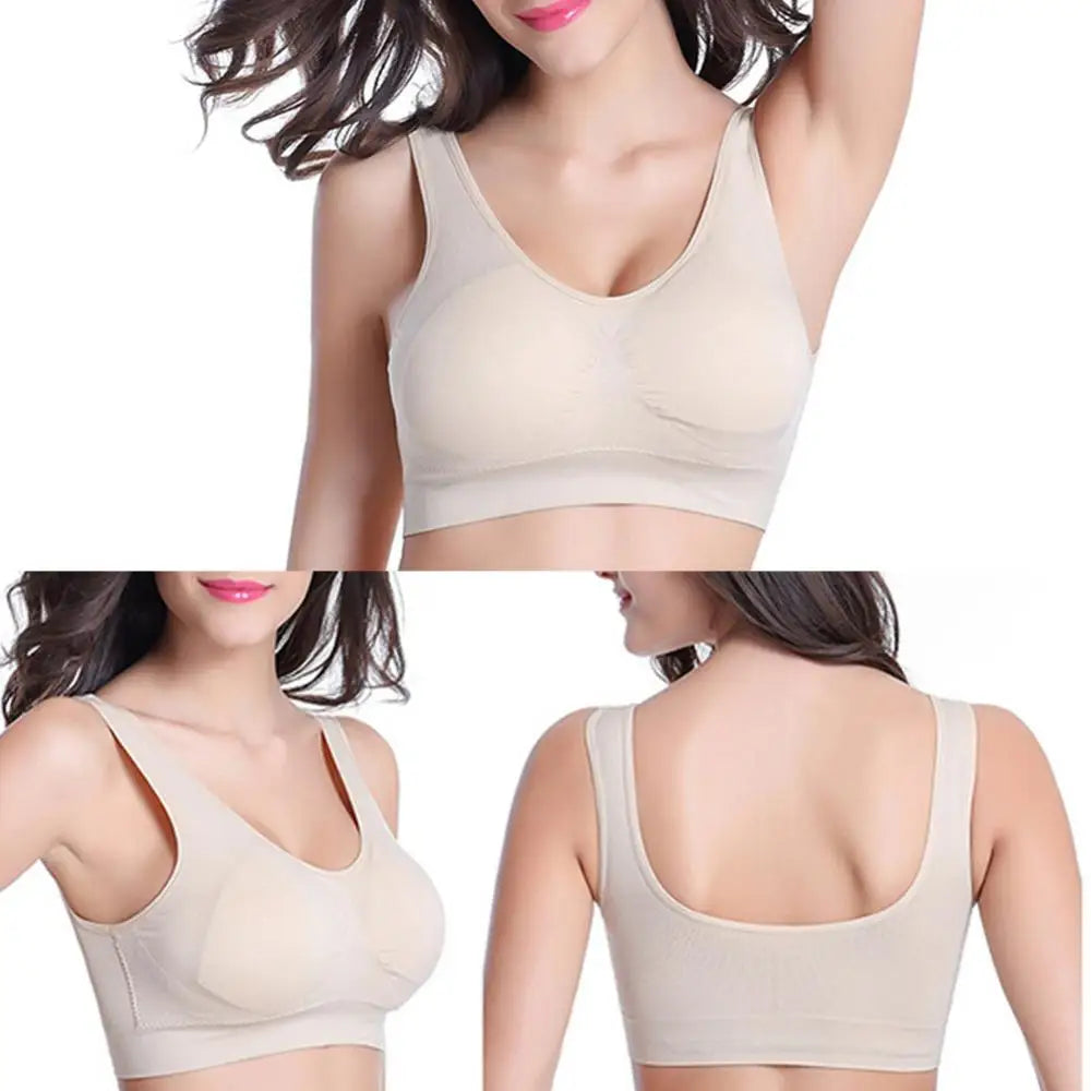 V Neck Wire Free Stretch Sports Bra Pure Color Yoga Crop Top for Comfort and Support Women's Wear Milanni Fashion