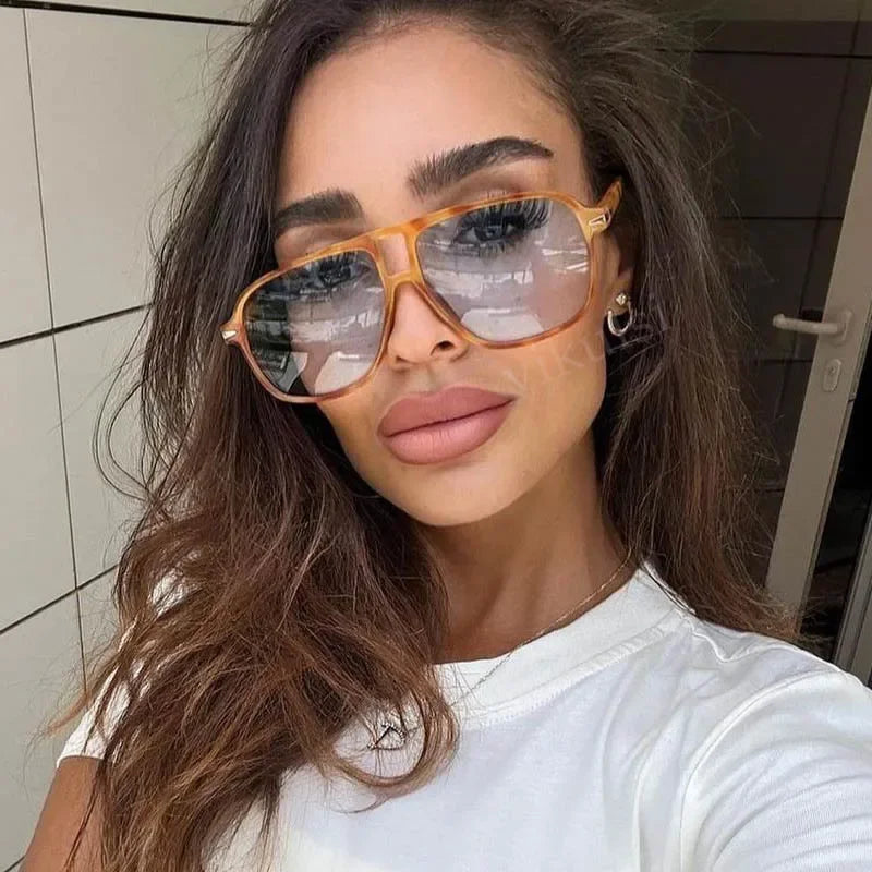 Women’s Luxury Square Sunglasses Oversized Blue Fashion Eyewear Stylish Female Sun Glasses Milanni Fashion