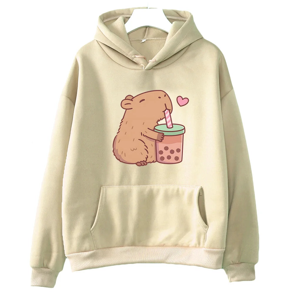 Bubble Tea Sweatshirt Women Funny Graphic Hoodie Autumn Winter Harajuku Casual Pullover Top Milanni Fashion