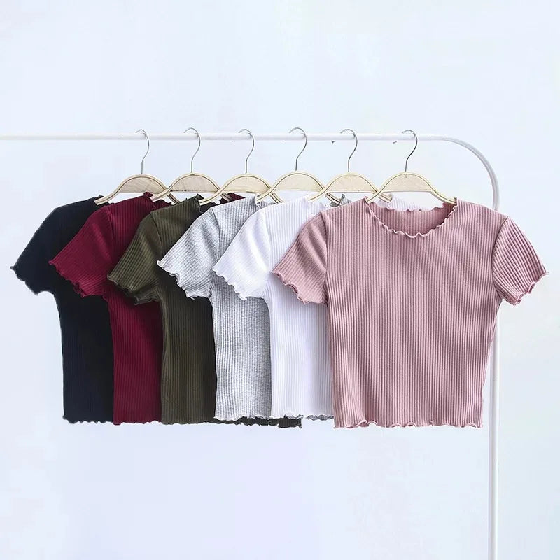 Vintage O-Neck Short Sleeve T-Shirt for Women Slim Fit Casual Top Stylish Everyday Wear Milanni Fashion