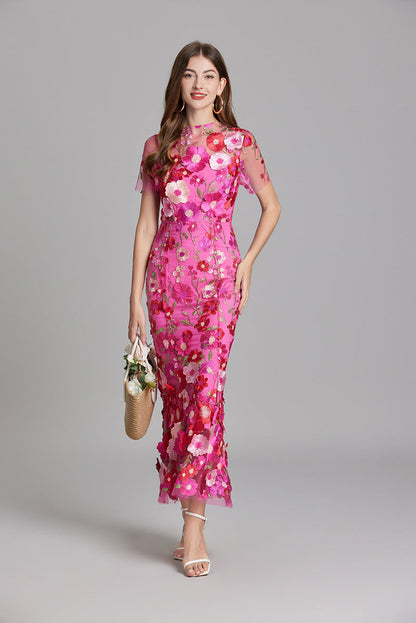 Verena | Women's Sheer Maxi Dress with Blumenstickerei