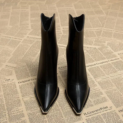 Angela | Women's-Spring-Ankle Boots with spitzer Kappe and Heel