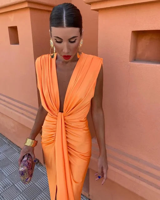 Eva | Women's Dress for Wedding Guests with Ruched V-Neck