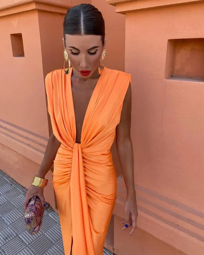 Eva | Women's Dress for Wedding Guests with Ruched V-Neck