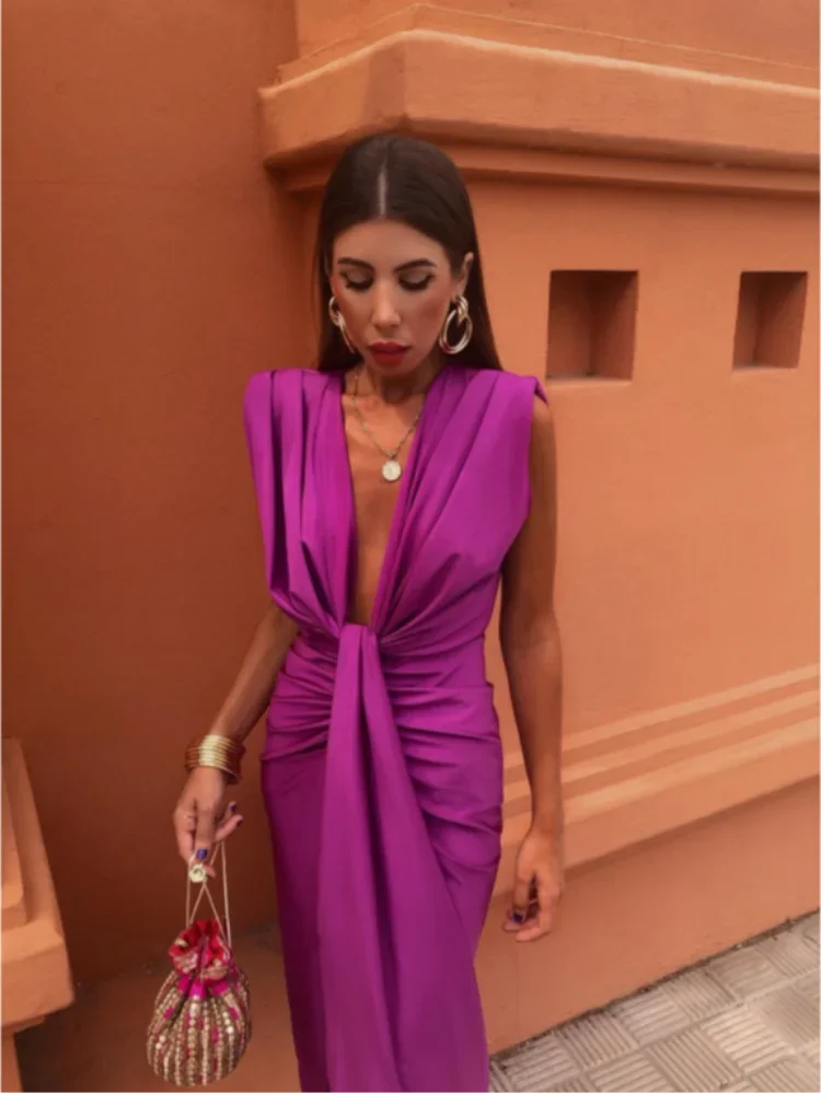 Eva | Women's Dress for Wedding Guests with Ruched V-Neck