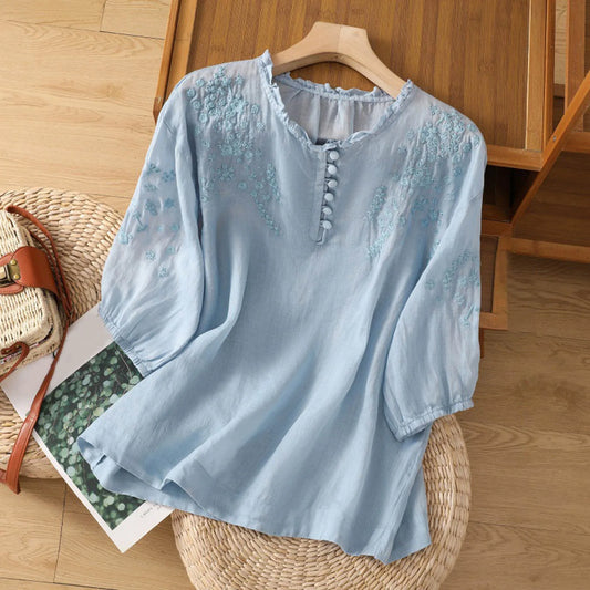 Aurore | Floral button-front blouse in feminine timeless design