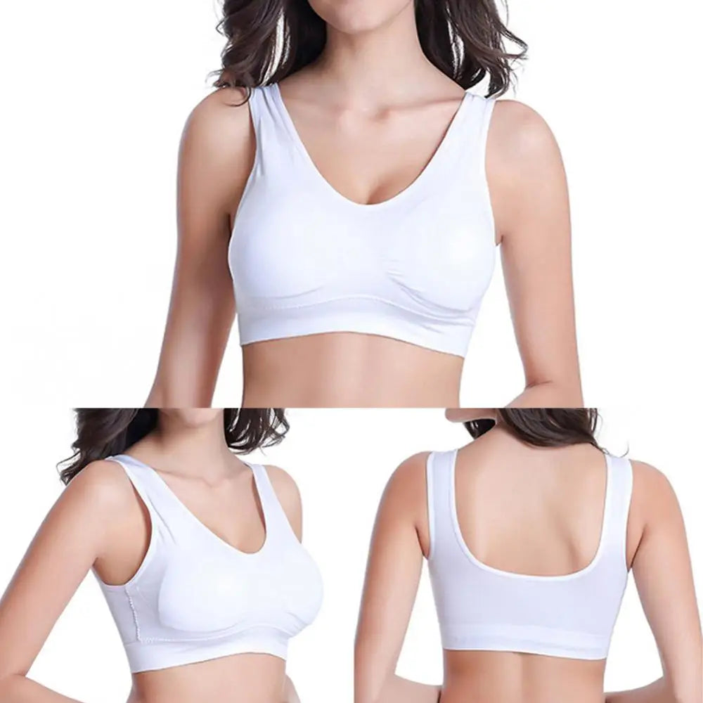 V Neck Wire Free Stretch Sports Bra Pure Color Yoga Crop Top for Comfort and Support Women's Wear Milanni Fashion