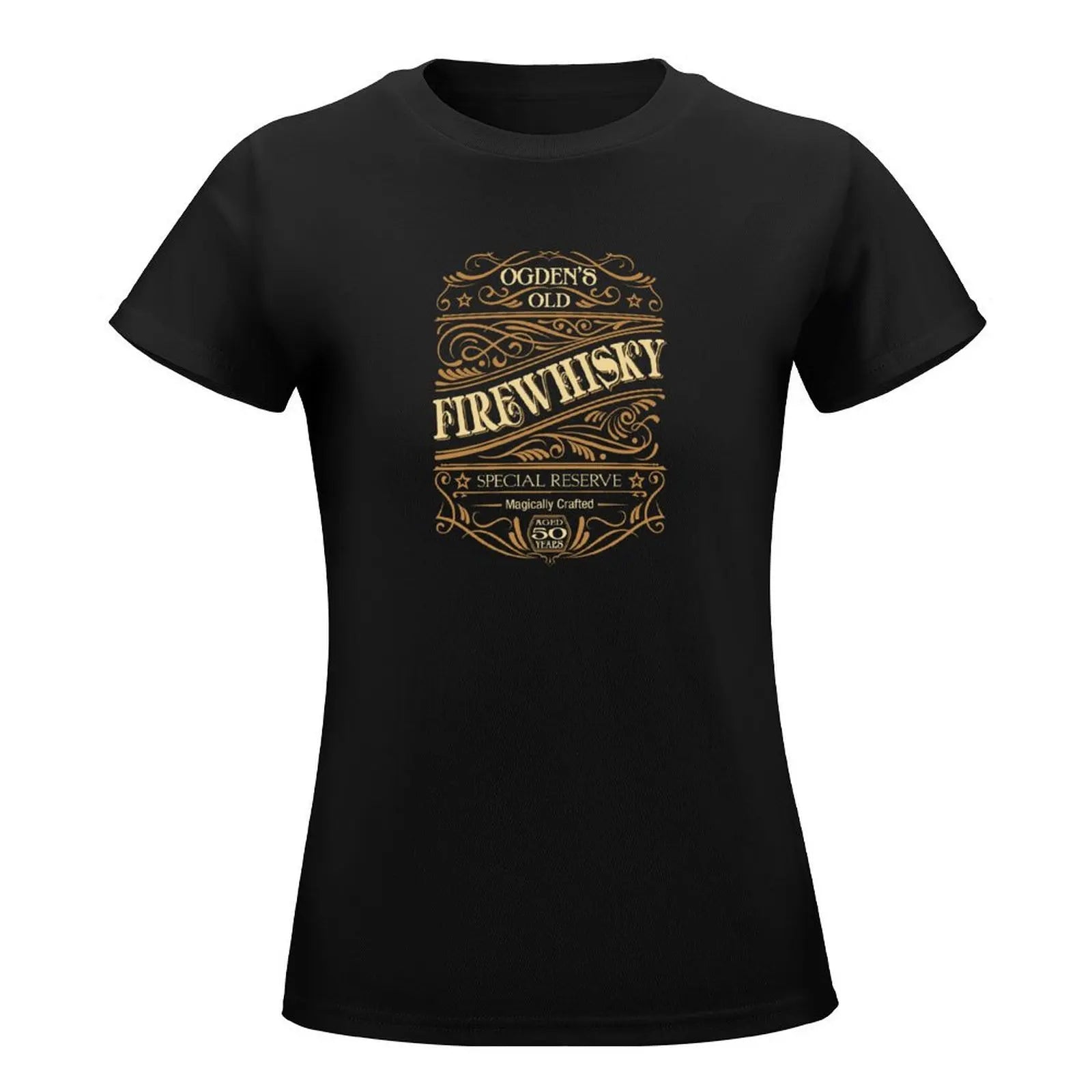 Potterhead Fan Art Ogdens Old Firewhisky T-Shirt Summer Top Animal Print Graphics Tee for Women Milanni Fashion