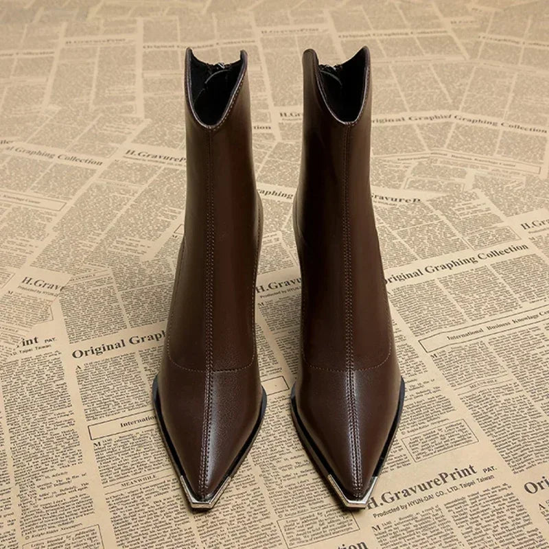 Angela | Women's-Spring-Ankle Boots with spitzer Kappe and Heel