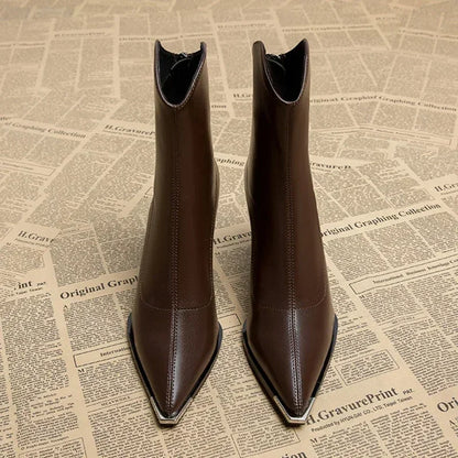 Angela | Women's-Spring-Ankle Boots with spitzer Kappe and Heel