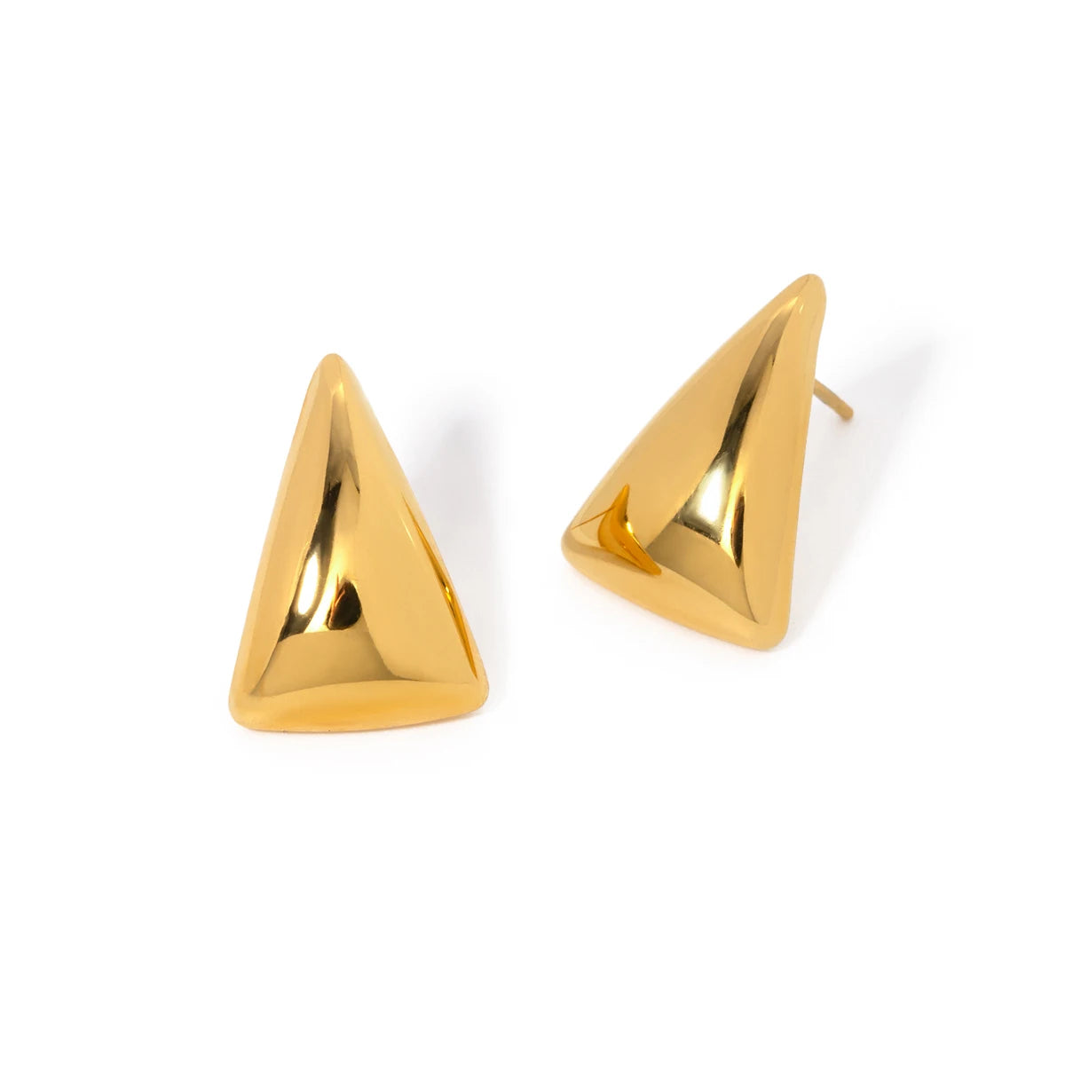 Golden Stainless Steel Triangle Stud Earrings Fashionable Textured Smooth Jewelry for Women Milanni Fashion