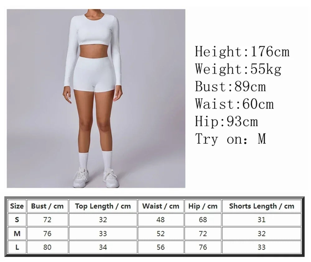 Women's Gym Sportswear Set Push-Up Yoga Top & Shorts Activewear Two Piece Set Milanni Fashion