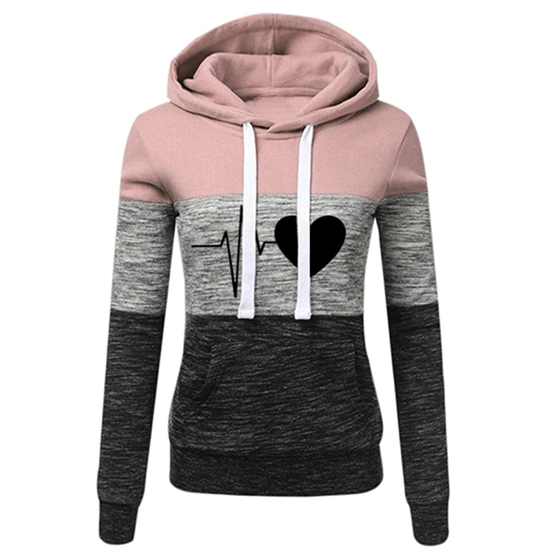 Hooded Outdoor Shirt for Women Sweatshirts Jogging Fashion Pullover Casual Color Block Long Sleeve Hoodie Milanni Fashion