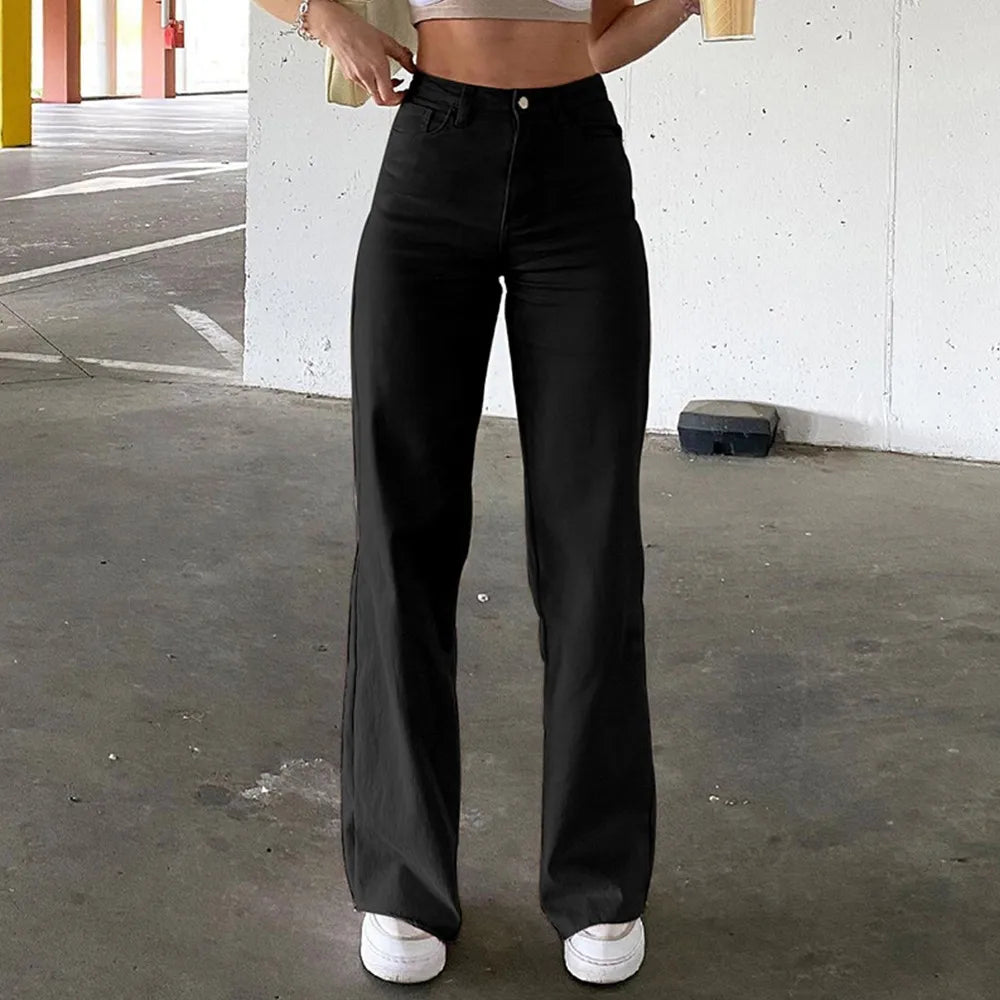 Casual High Waist Jeans Vintage Streetwear 90s Straight Pants for Women Trendy Retro Fashion Bottoms Milanni Fashion Black S CHINA