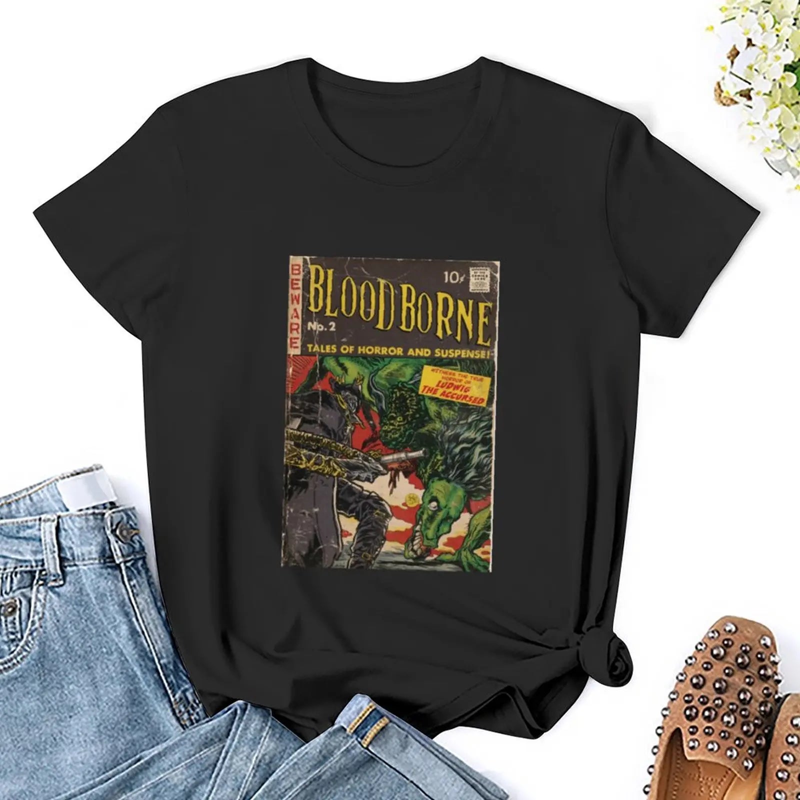 Bloodborne Comic Cover Fan Art Poster T-Shirt Animal Print Shirt for Girls Graphic Tee Milanni Fashion