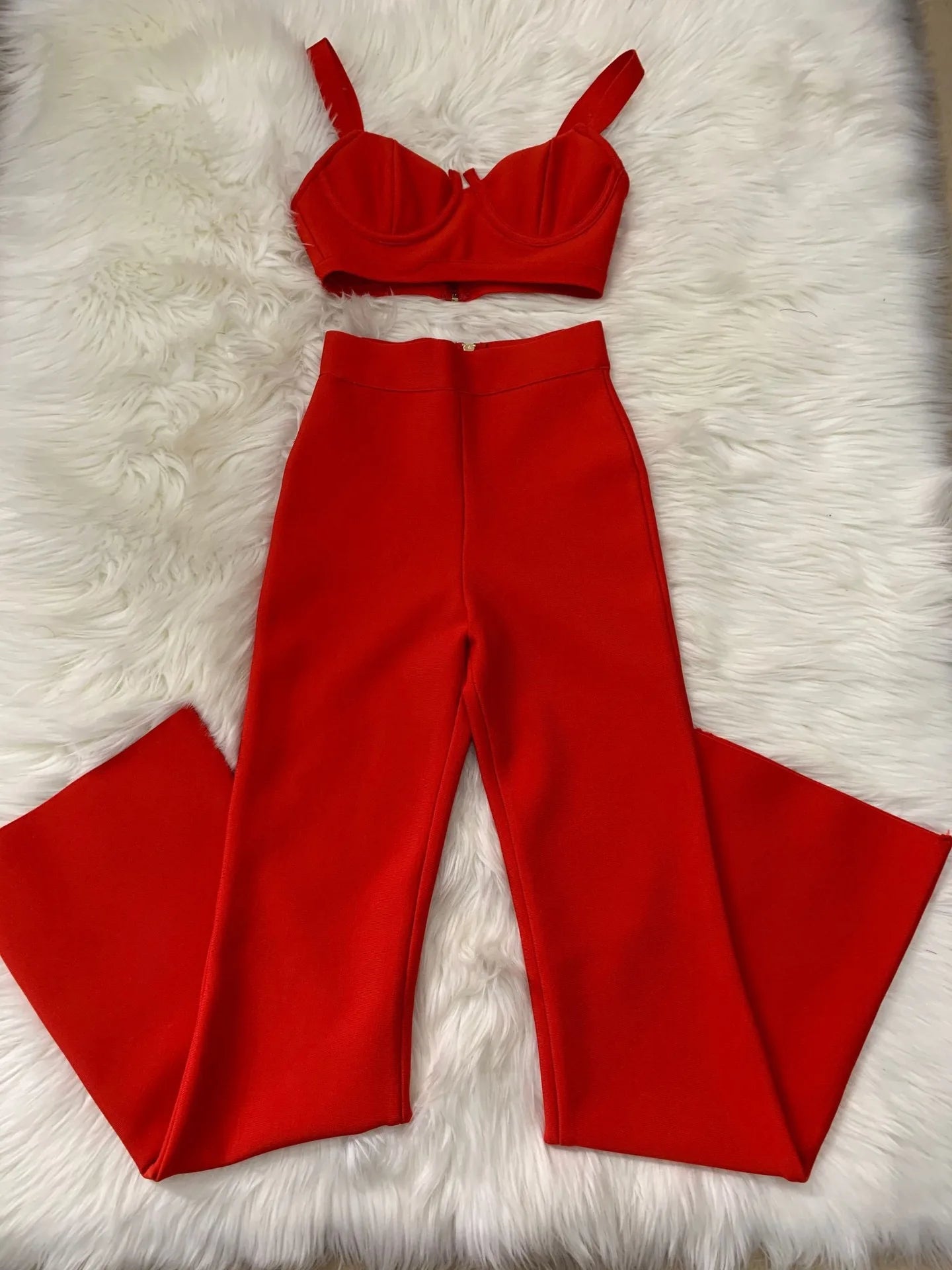 Two Piece Set Bodycon Rayon Bandage Set Evening Party Sexy Fashion Outfit  Milanni Fashion Red XS 