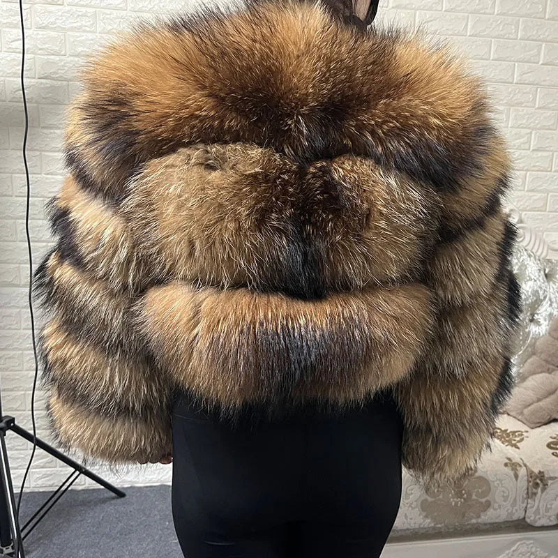 Women's Natural Real Raccoon Fur Winter Jacket Vest Plus Size Top Clothing Curve Coat Milanni Fashion