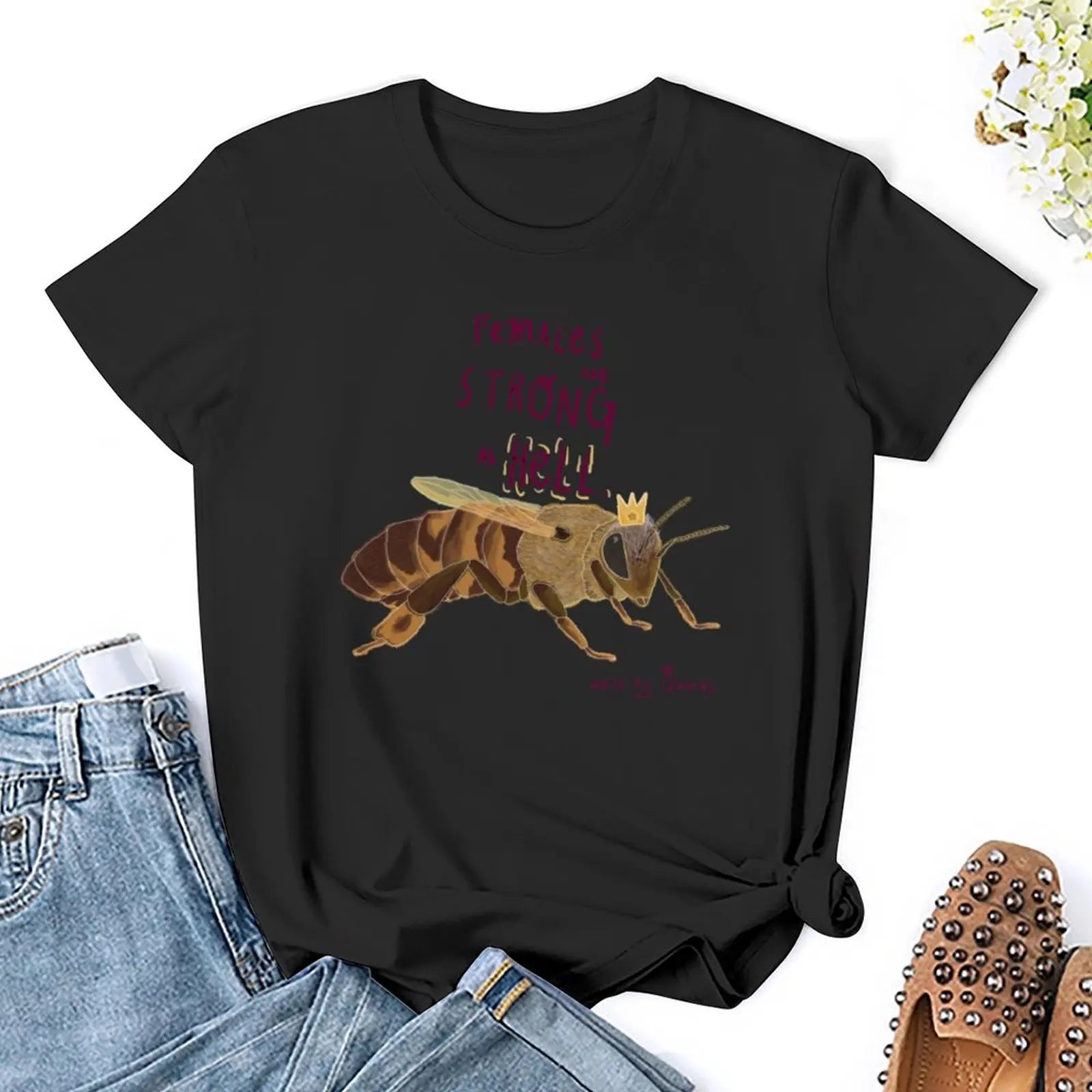 Females Are Strong as Hell T-Shirt Graphic Tee Kawaii Summer Top Animal Print Shirt for Women Milanni Fashion