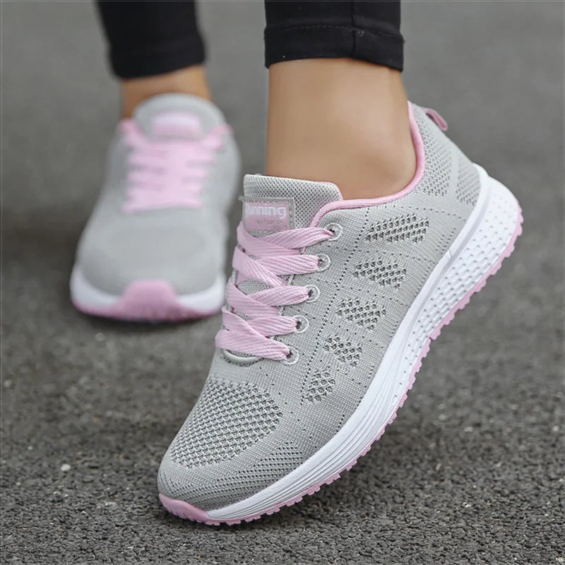 Breathable Mesh Vulcanized Shoes Women White Sneakers Gym Tennis Shoes Comfortable Footwear Milanni Fashion