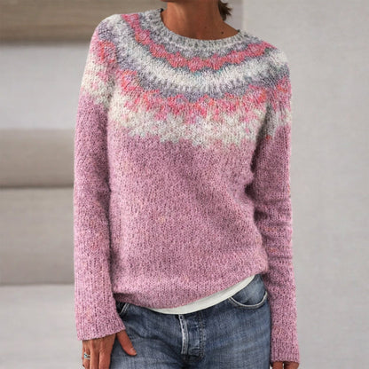Sofia Amoretti Patterned Crewneck Knit Sweater
