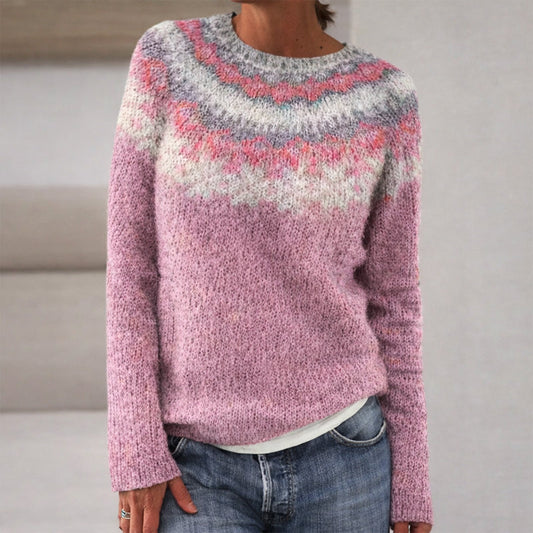 Sofia Amoretti Patterned Crewneck Knit Sweater