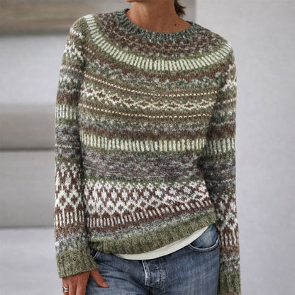 Sofia Amoretti Patterned Crewneck Knit Sweater