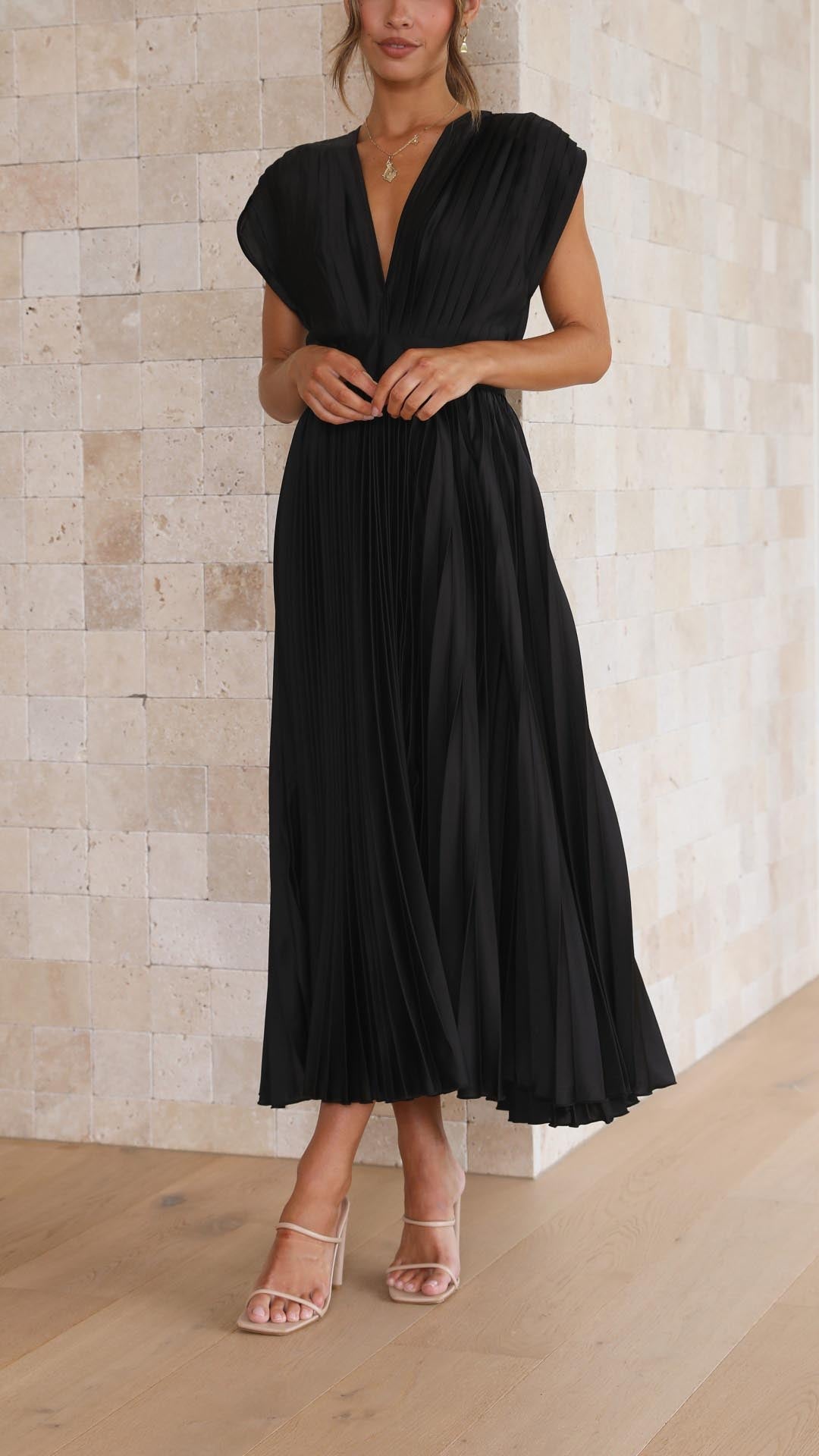 Bettina | Women's Classic Pleated Maxi Dress