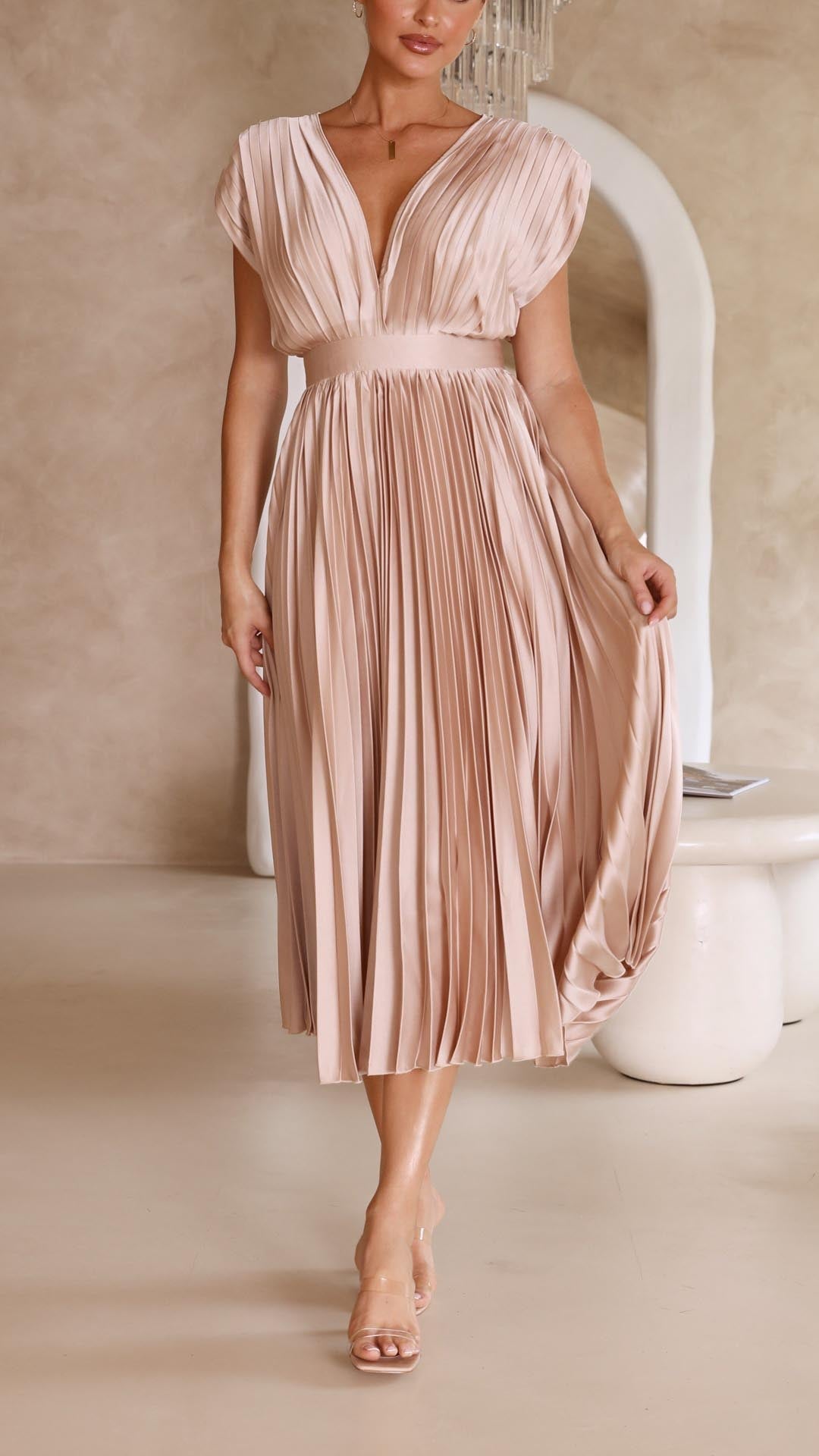 Bettina | Women's Classic Pleated Maxi Dress
