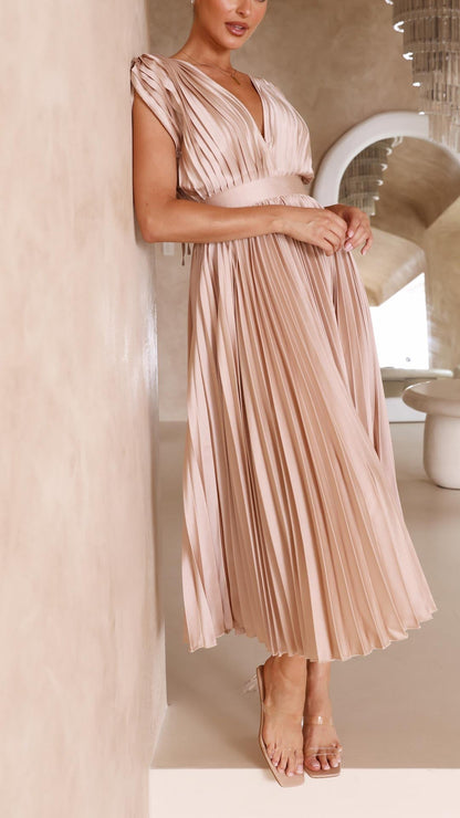 Bettina | Women's Classic Pleated Maxi Dress