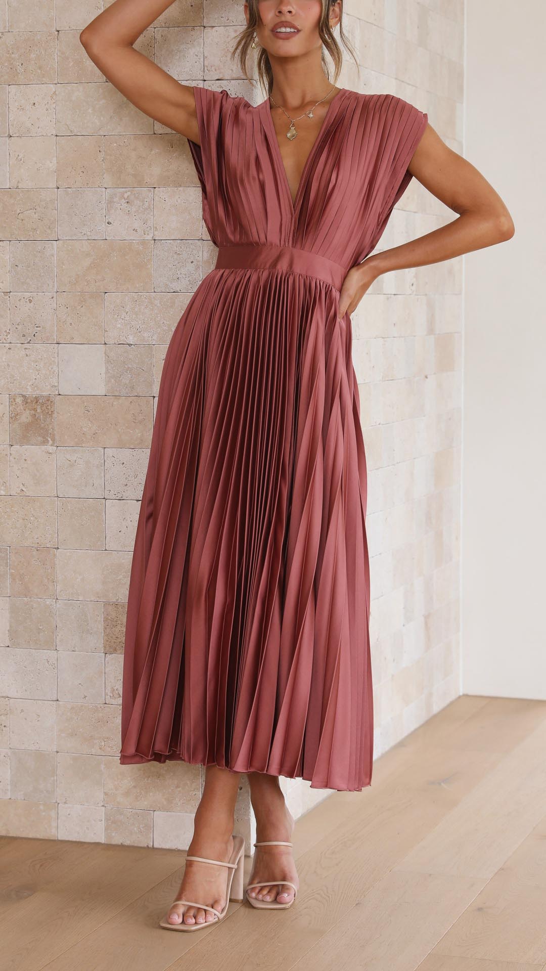 Bettina | Women's Classic Pleated Maxi Dress