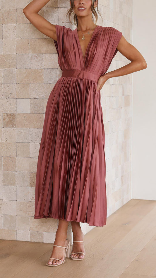 Bettina | Women's Classic Pleated Maxi Dress