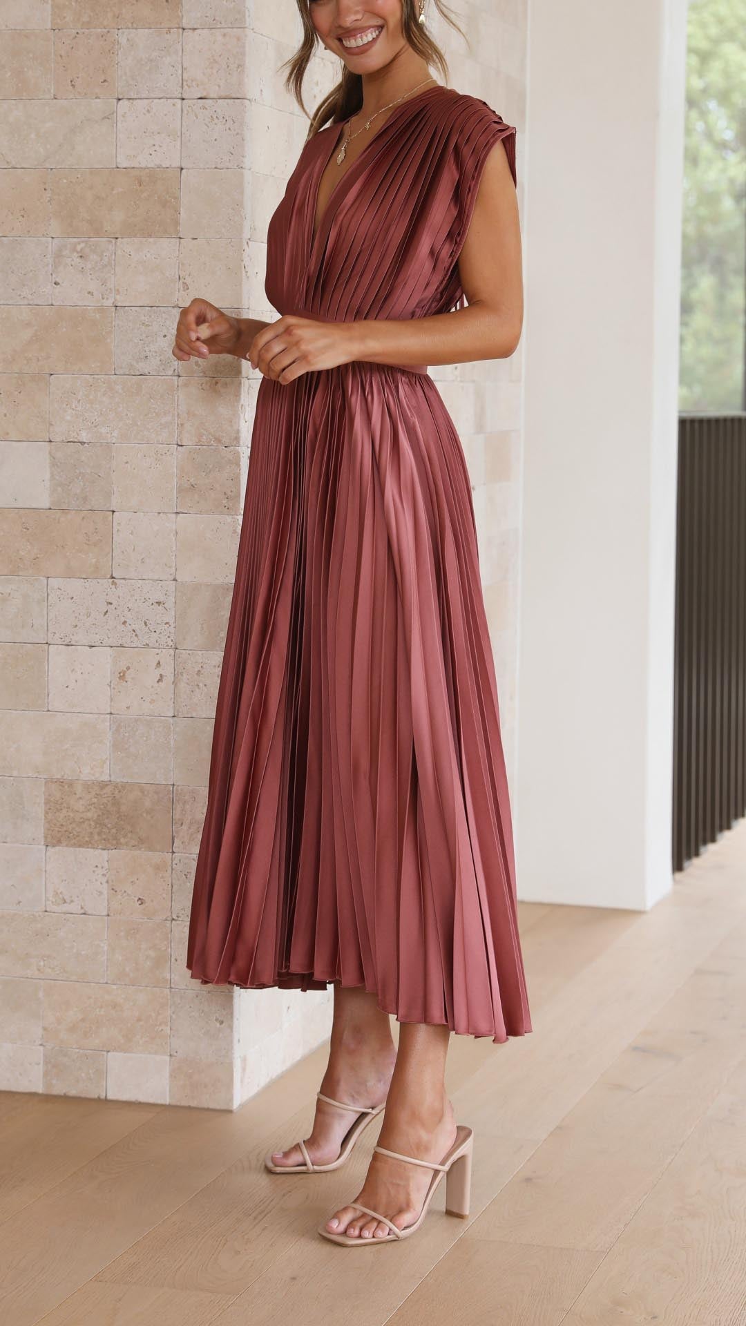 Bettina | Women's Classic Pleated Maxi Dress