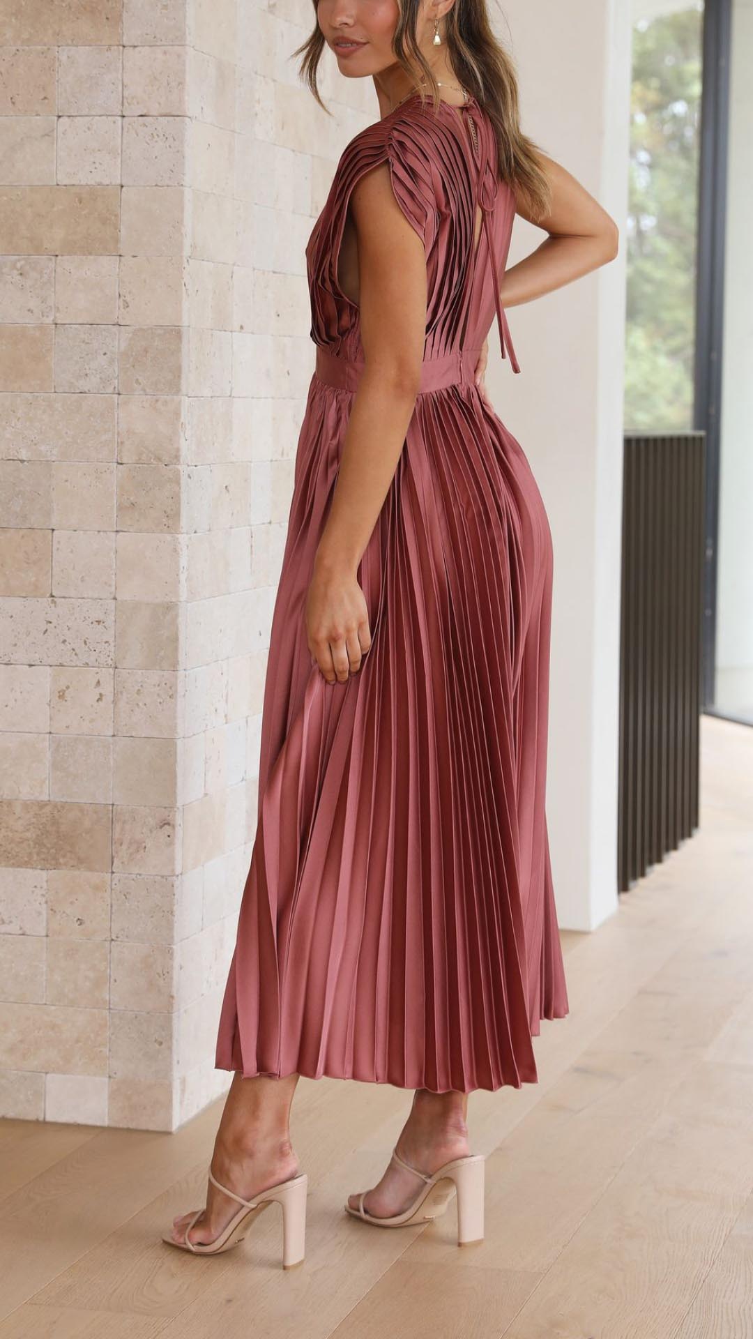 Bettina | Women's Classic Pleated Maxi Dress