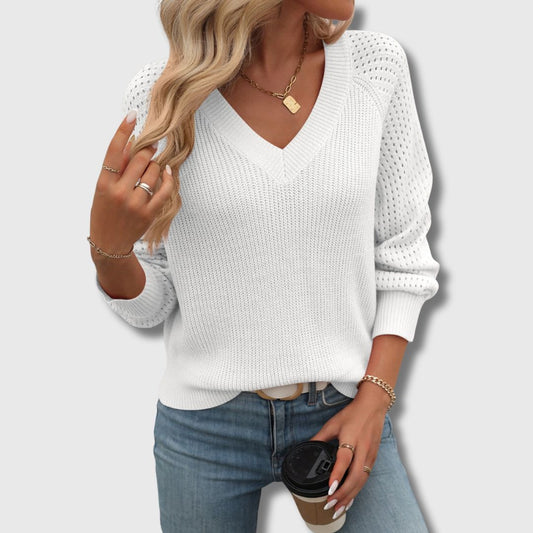 Aspina | Women's Breathable V-Neck Cozy Sweater