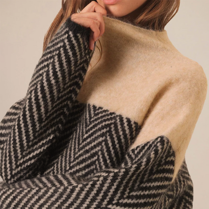 Michaela | Women's Relaxed Knit Sweater with High Collar
