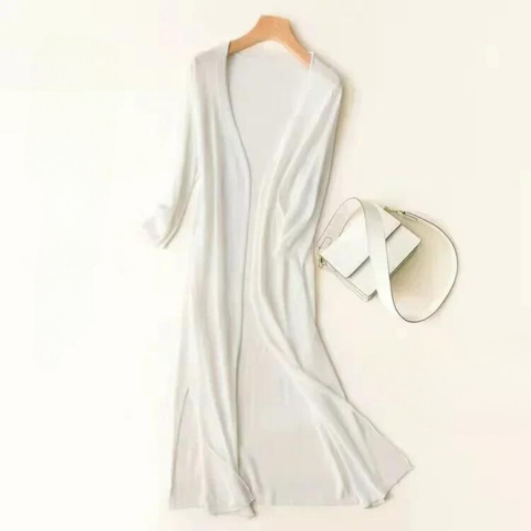 Leonie | Women's Lightweight Long Knit Cardigan in Drapé-Style