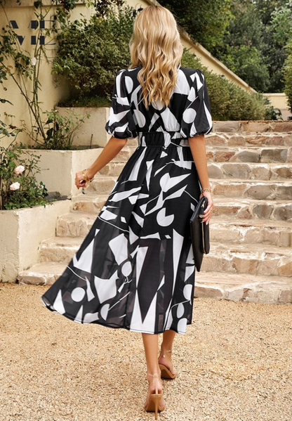 Doris | Women's Abstract Print Wrap Midi Dress