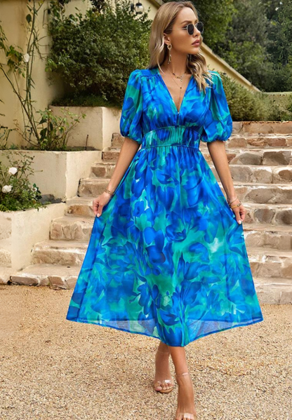 Doris | Women's Abstract Print Wrap Midi Dress