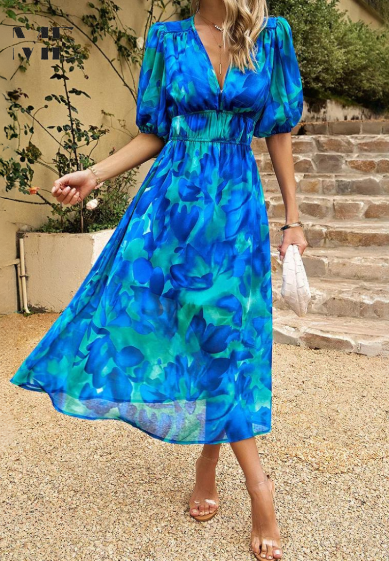 Doris | Women's Abstract Print Wrap Midi Dress