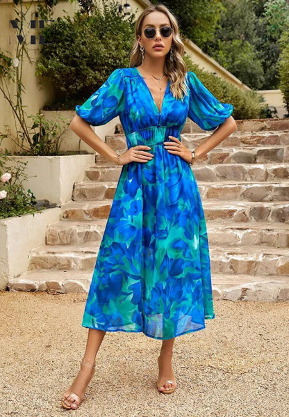 Doris | Women's Abstract Print Wrap Midi Dress