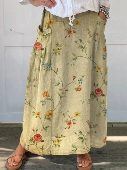 Mella | Retro Floral Art Skirt